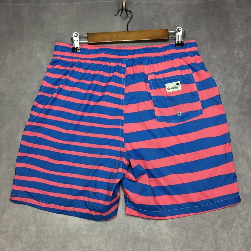 Boardies Mens Striped Swim Shorts Trunks size XL Pockets Blue Pink Drawstring